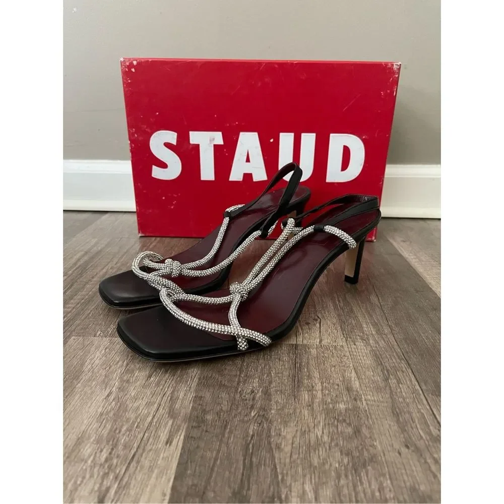 STAUD Women's Nicolette Rhinestone Slingback High Heel Sandals